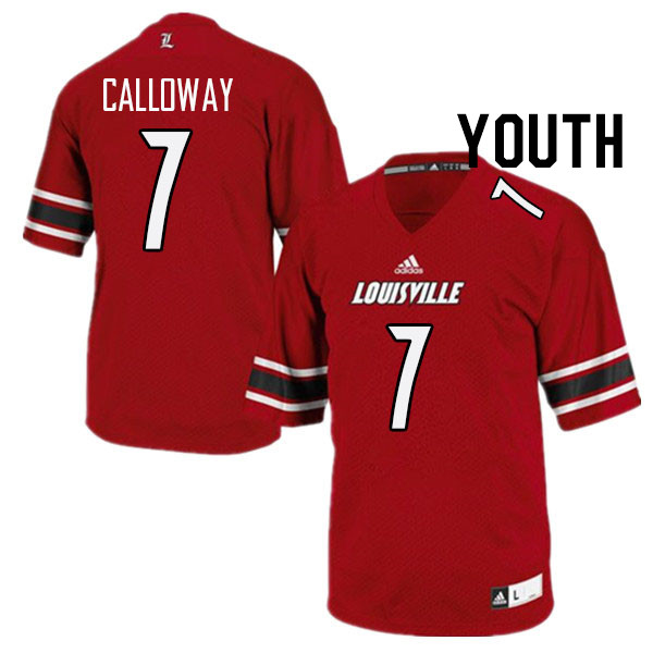Youth #7 Jimmy Calloway Louisville Cardinals College Football Jerseys Stitched Sale-Red